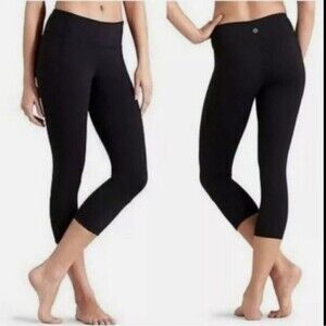 S ATHLETA REVELATION CROP CAPRI BLACK STRETCH RUNNING YOGA PANTS LEGGINGS Small